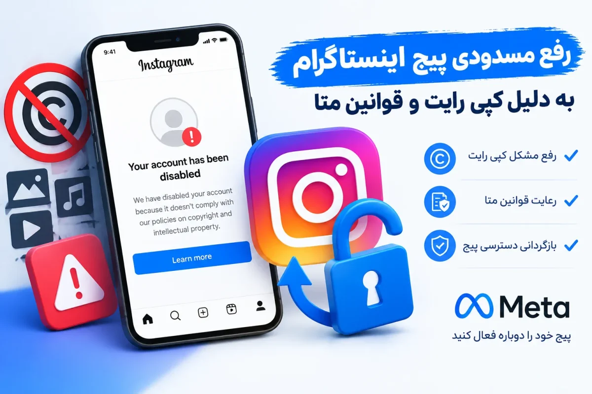 رفع مسدودی پیج به دلیل کپی رایت و قوانین متا